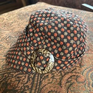 Prana Womens hat Cap brimmed polyester brown orange dots very stylish adult O/S
